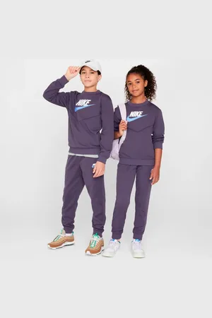 Nike Sportswear Unisex Trainingspakken - Paars - Maat: 158 - 170 CM - Katoen Jersey - Foot Locker