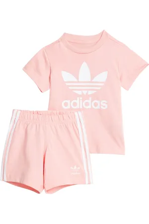 adidas Shorts Tee Set Unisex Trainingspakken - Roze - Maat: 57 - 62 CM - Katoen Jersey - Foot Locker