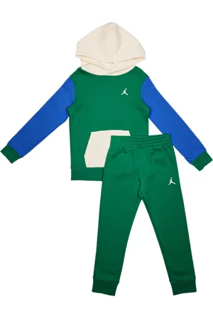 Jordan Brooklyn Color Block Unisex Trainingspakken - Groen - Maat: 86 - 92 CM - Katoen Fleece - Foot Locker