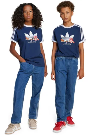 adidas 3s Denim Unisex Broeken - Blauw - Maat: 135 - 140 CM - Katoen Keperbinding - Foot Locker