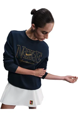 Nike Club Dames Sweatshirts - Blauw - Maat: XS - Katoen Jersey - Foot Locker