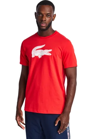 Lacoste Big Croc Logo Heren T-shirts - Rood - Maat: S - Foot Locker