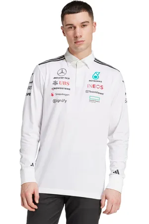 adidas Mercedes Heren Poloshirts - Wit - Maat: M - Poly Mesh - Foot Locker