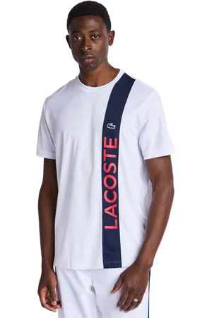 Lacoste Small Croc Logo Stripe Heren T-shirts - Wit - Maat: S - Foot Locker