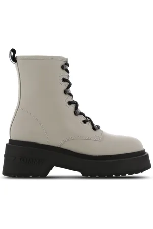 Tommy Hilfiger Lace Up Dames Schoenen - Grijs - Maat: 36 - Leer - Foot Locker
