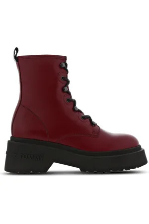 Tommy Hilfiger Lace Up Dames Schoenen - Rood - Maat: 36 - Leer - Foot Locker