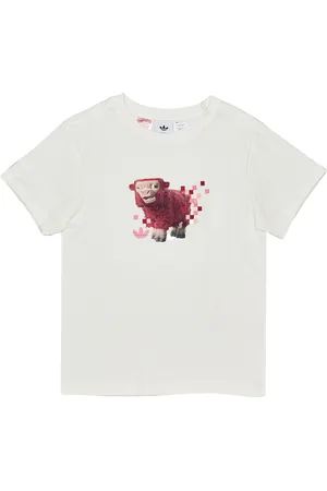 adidas Minecraft Gfx Unisex T-shirts - Wit - Maat: 123 - 129 CM - Katoen Jersey - Foot Locker