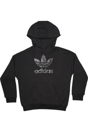 adidas Trefoil Unisex Hoodies - Grijs - Maat: 135 - 140 CM - Katoen Fleece - Foot Locker