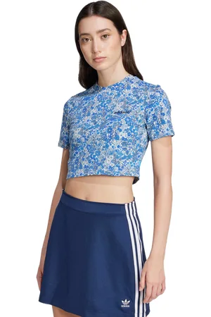 adidas Originals X Liberty London Dames T-shirts - Blauw - Maat: 34 - Katoen Jersey - Foot Locker