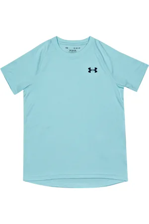 Under Armour Tech Textured Unisex T-shirts - Blauw - Maat: 127 - 137 CM - Poly Jersey - Foot Locker