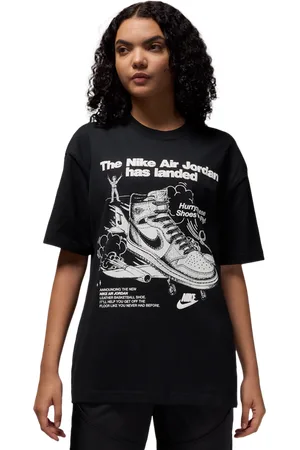Jordan Oversized Graphic Dames T-shirts - Zwart - Maat: XS - Katoen Jersey - Foot Locker