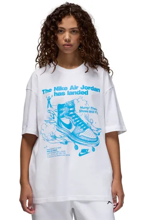 Jordan Oversized Graphic Dames T-shirts - Wit - Maat: XS - Katoen Jersey - Foot Locker