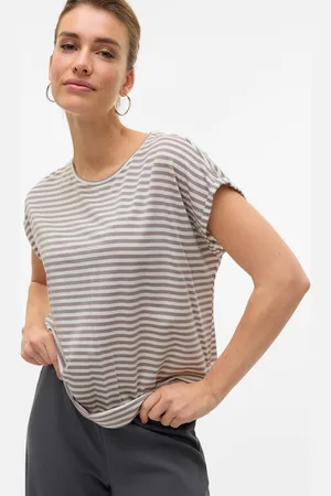 VERO MODA Vmava Plain Ss Top Stripe Ga Jrs N: