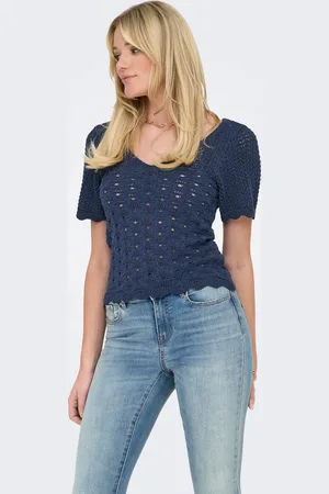 ONLY Onlbecca Life Ss V-neck Top Knt