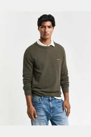 GANT Men Sweater met ronde hals van piquékatoen (S)