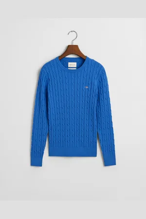 GANT Women Gebreide kabeltrui met ronde hals van stretchkatoen (XS)