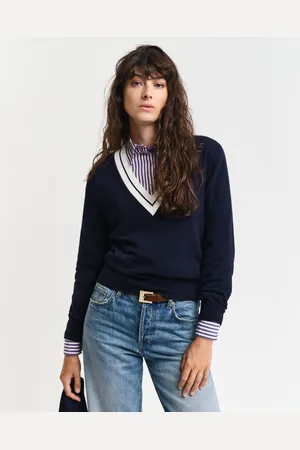 GANT Women Contrast trui met V-hals (XS)