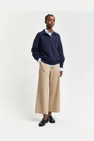 GANT Women Cropped katoenen broek met wijde pijpen (34)