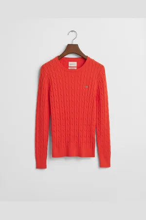 GANT Women Gebreide kabeltrui met ronde hals van stretchkatoen (XS)