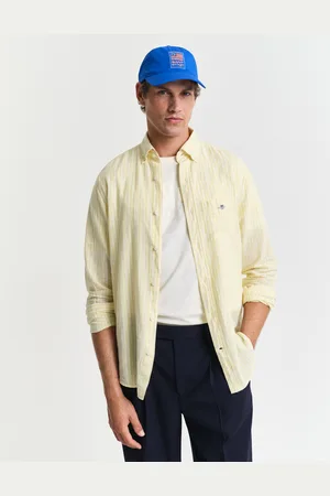 GANT Men Regular Fit gestreept overhemd van katoen en linnen (S)