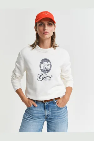 GANT Women Graphic katoenen sweater met ronde hals (XS)