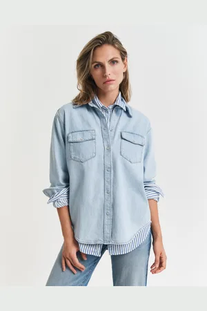 GANT Women Relaxed Fit Pocket Detail denim overhemd (38)
