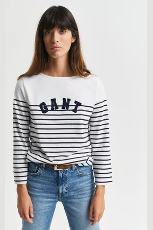 GANT Women T-shirt met Bretonse strepen en boothals (XS)
