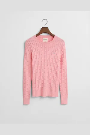 GANT Women Gebreide kabeltrui met ronde hals van stretchkatoen (XS)