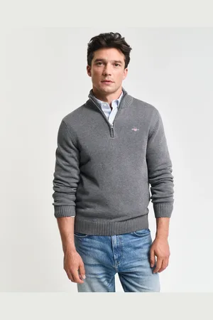 GANT Men Casual katoenen trui met korte rits (XL)