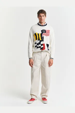 GANT Men Relaxed Fit chino met plooien van katoenkeper (33/32)