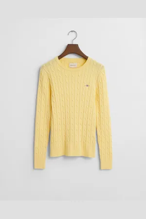 GANT Women Gebreide kabeltrui met ronde hals van stretchkatoen (XS)