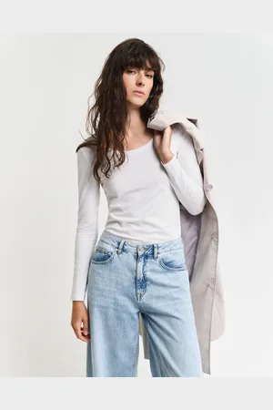 GANT Women Top met lange mouwen en ronde hals (S)