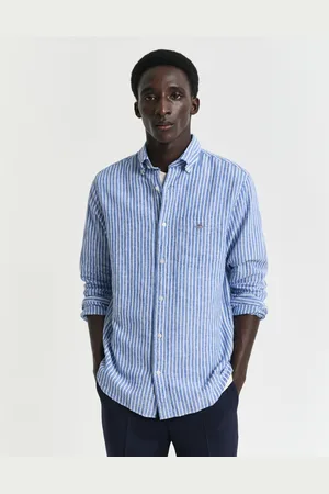 GANT Men Regular Fit gestreept overhemd van katoen en linnen (S)