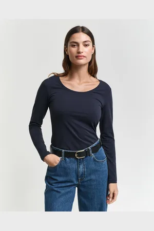GANT Women Top met lange mouwen en ronde hals (XS)