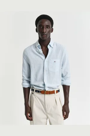 GANT Men Regular Fit gestreept overhemd van katoen en linnen (S)