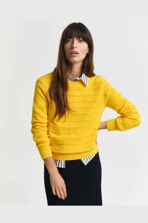 GANT Women Katoenen Textured sweater met ronde hals (XS)