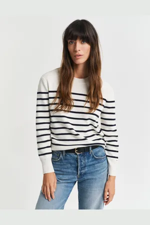 GANT Women Katoenen trui met ronde hals en strepen (XS)