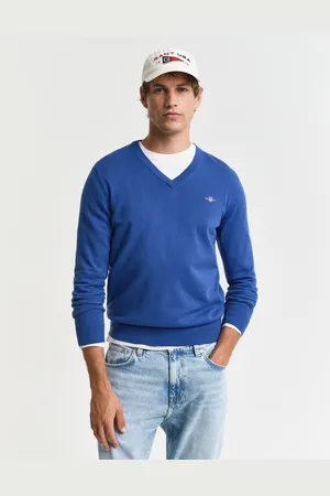 GANT Men Klassieke sweater van katoen met V-hals (S)