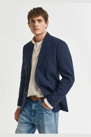 GANT Men Slim Fit kostuumjasje van katoen en linnen (46)