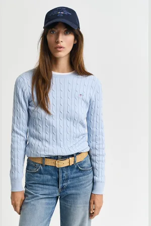 GANT Women Gebreide kabeltrui met ronde hals van stretchkatoen (XS)