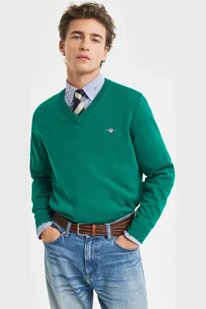 GANT Men Klassieke sweater van katoen met V-hals (S)
