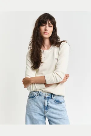 GANT Women Klassieke katoenen trui met ronde hals (XS)