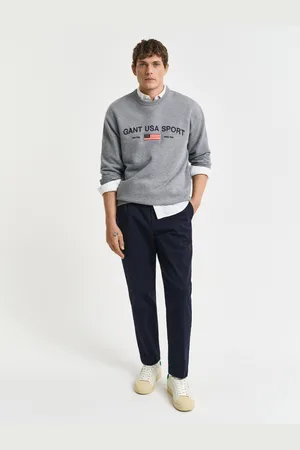 GANT Men Slim Fit taps toelopende broek van katoenkeper (30/32)