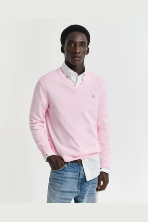 GANT Men Klassieke sweater van katoen met V-hals (S)