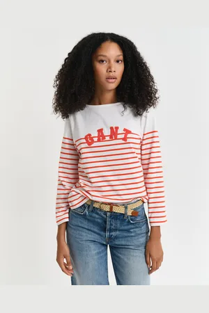 GANT Women T-shirt met Bretonse strepen en boothals (XS)