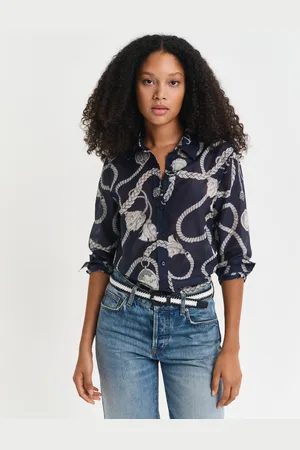 GANT Women Regular Fit Sailing-print overhemd van katoen en zijde (34)