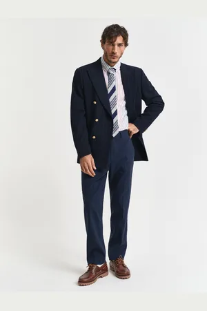 GANT Men Slim Fit kostuumbroek van katoen en linnen (46)
