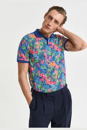 GANT Men Poloshirt met veelkleurige tropische print (S)