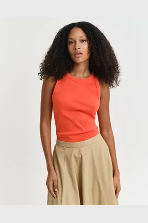 GANT Women Geribde tanktop met hoge halslijn (XS)