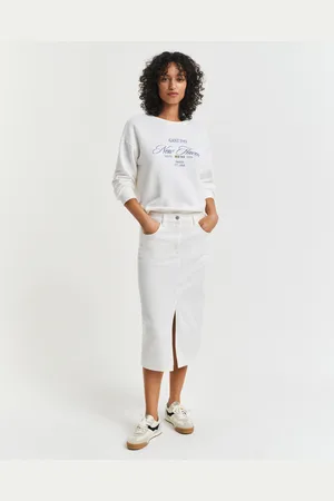 GANT Women Witte denim midirok (34)